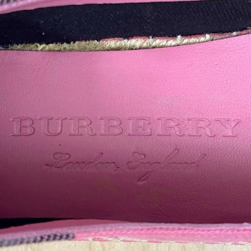 New Burberry Shoes Womens 37 Hodgeson Flat Espadrilles House Check Rose Pink - Picture 6 of 10